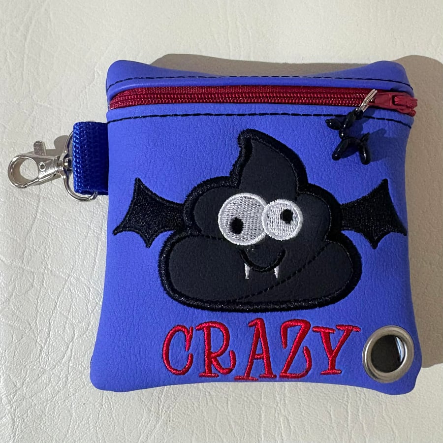 Bat Crazy  -  Embroidered Poo bag dispenser. 