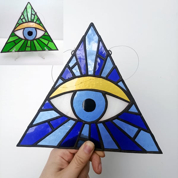All Seeing Eye Eye of Providence Stained Glass Panel, Illuminati .