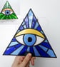 All Seeing Eye Eye of Providence Stained Glass Panel, Illuminati .