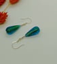 Kingfisher Blue Murano Glass Drop Earrings, Sterling Silver Beads and Ear Wires