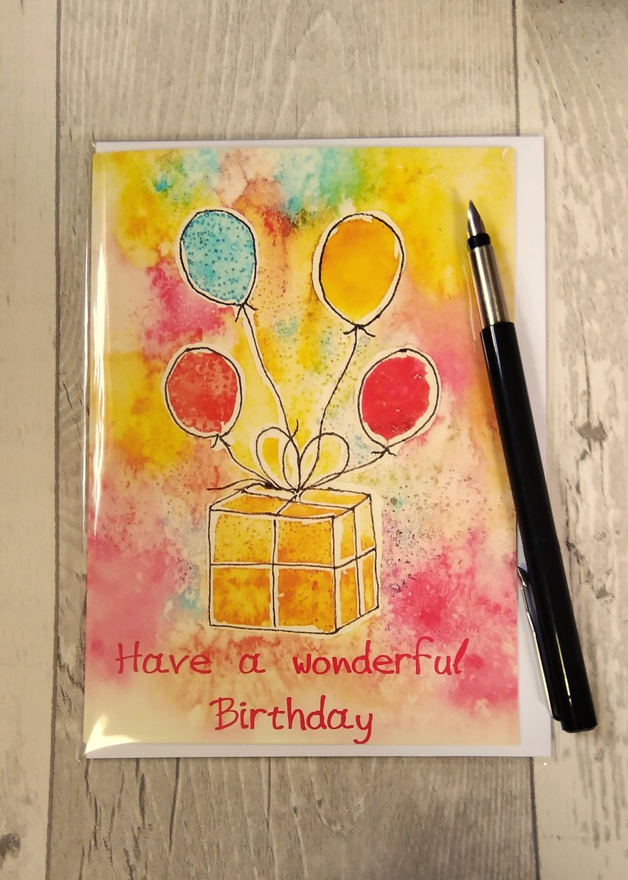Birthday card. Have a wonderful Birthday. Greetings card. Printed card.
