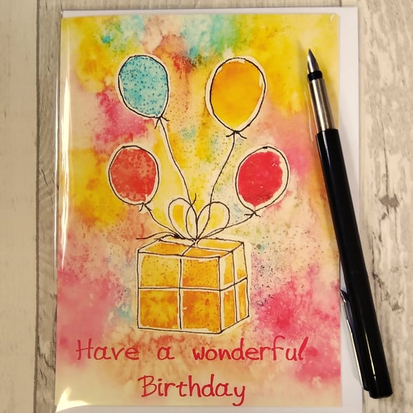 Birthday card. Have a wonderful Birthday. Greetings card. Printed card.