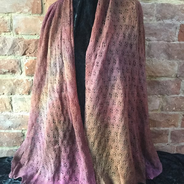 MoBair Hand Dyed Baby Alpaca & Wool Stole 80x32 Pink Taupe Tones