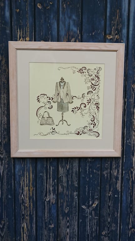 Sepia vintage inspired suit on tailors dummy original watercolour painting