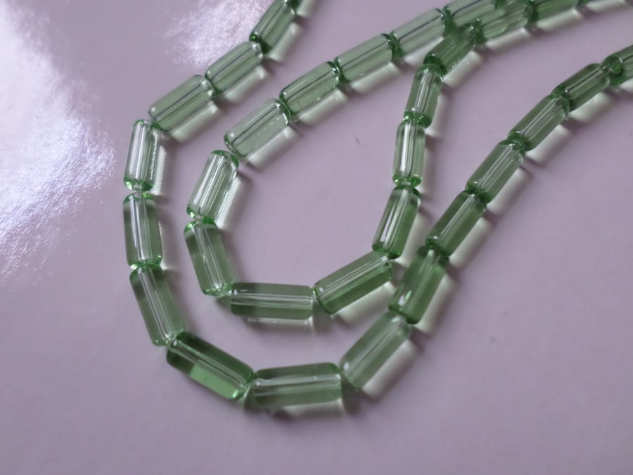 50 x Glass Beads - Tube - 10mm - Pale Green 