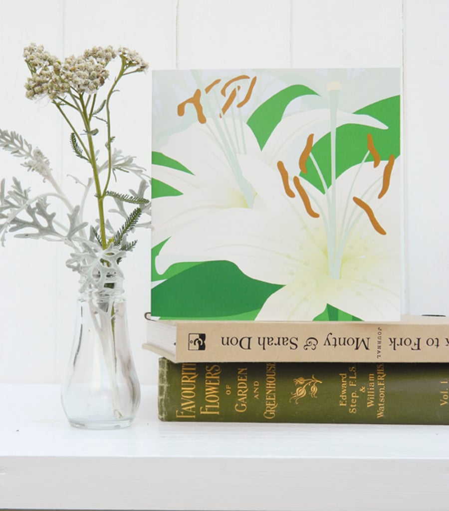 White Lily Card - sympathy, remembrance