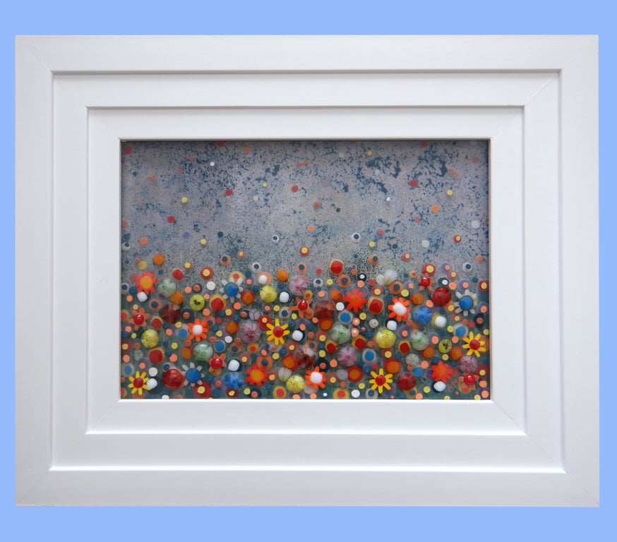 Handmade Fused Glass 'Meadow' Picture