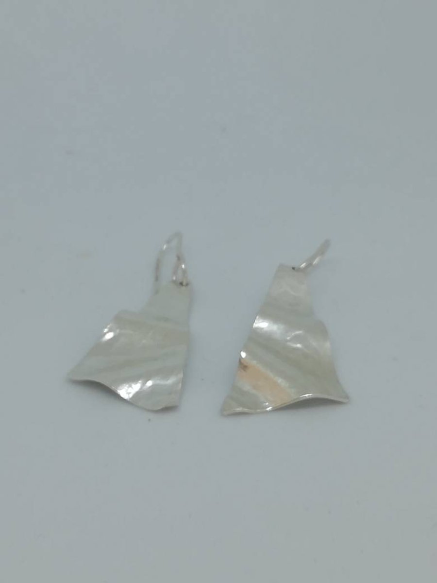 Triangular Silver Drop Earrings