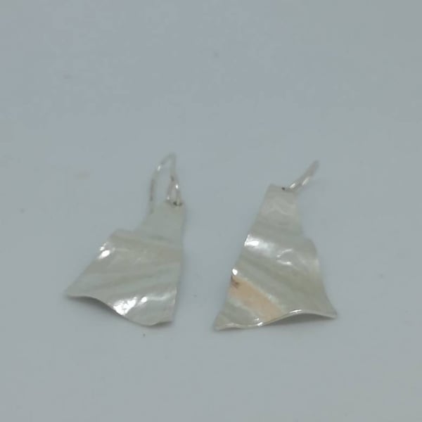 Triangular Silver Drop Earrings
