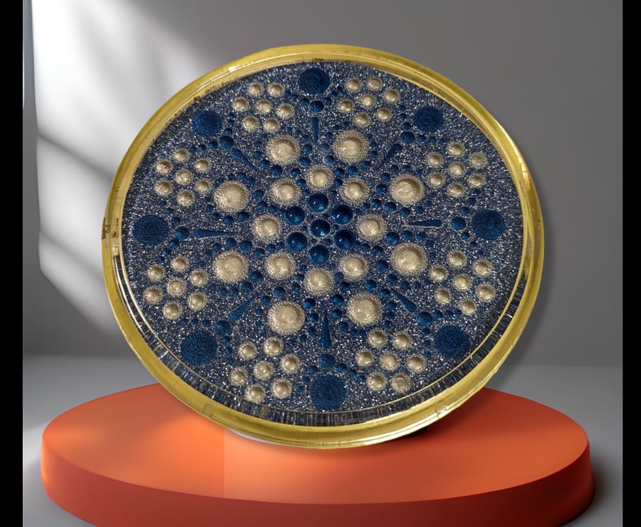 Hand painted dot mandala coaster