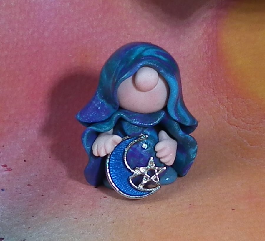 Little-Known-Gnome Master of Stealth with moon and star OOAK Sculpt