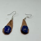 Handmade Copper Earrings mounted with Lapis Lazuli