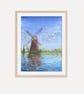 Windmill Reflections Fine Art Print, Dutch Countryside Watercolor Wall Art