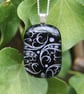 Handmade Silver sweet pea dichroic glass pendant, fused glass necklace SKU F19 - Image 10