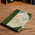 Hand bound A6 Journal or Notebook (Green). Untrimmed edges, 5mm dot-grid.