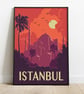 Istanbul retro travel poster, Istanbul wall art, Turkey travel poster, retro art - Image 2