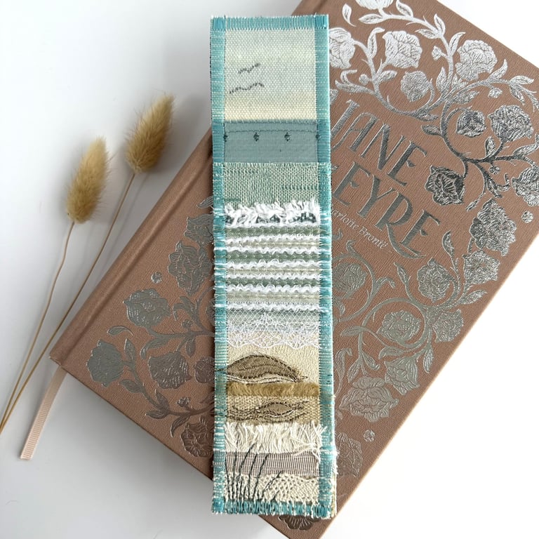 Beach Bookmark, Seascape Bookmark Textile Art