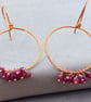 Natural Ruby & Hammered Copper Hoop Earrings - Image 6