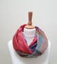Sari silk and tweed double sided infinity scarf - snood. Shades of peach, turquo - Image 8
