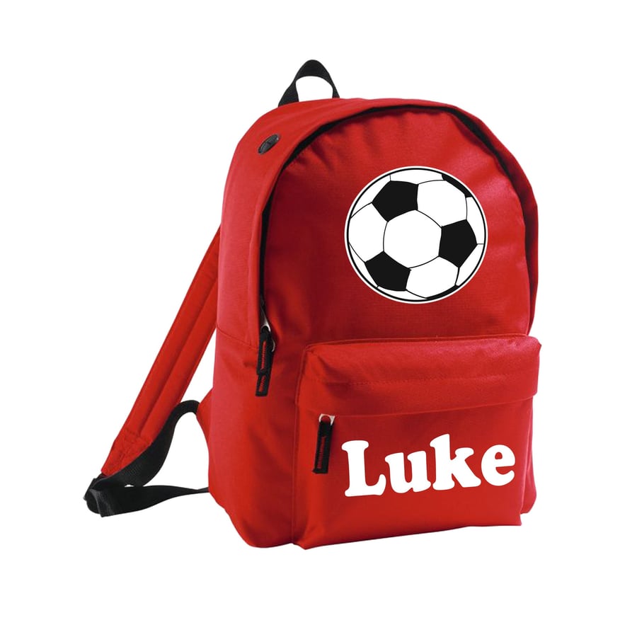 Football Kids Backpack Personalised Add Name Of Choice Boys Girls School Bag Spo