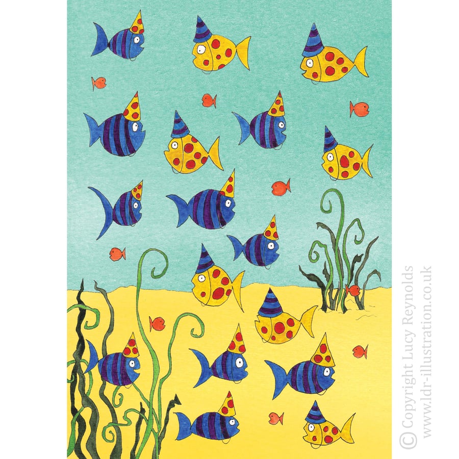 Fish in Hats Birthday Card