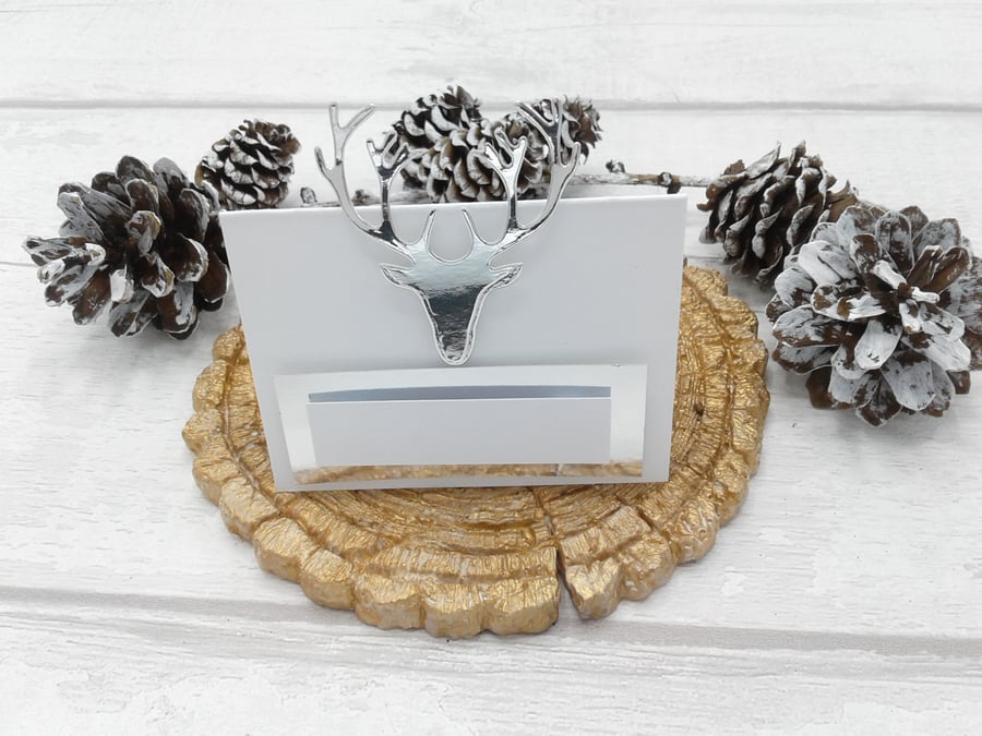 Christmas place settings. 10 place cards. Stag head. Winter weddings. Hogmanay.