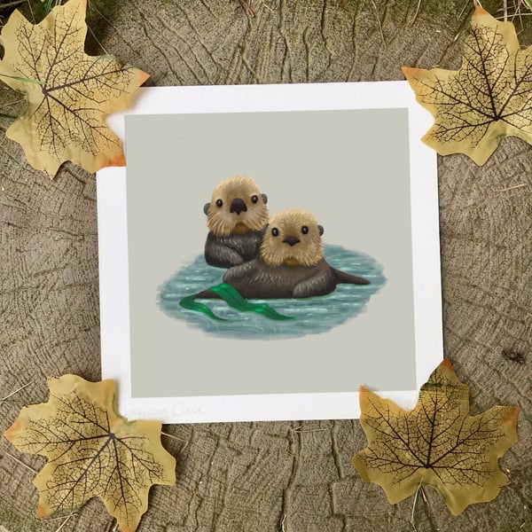 Sea Otters Art Print