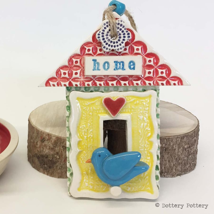 Ceramic bird house decoration Pottery House