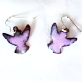 small mauve dove earrings