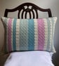 Patsy Cushion: Rose, Sky Blue & Seaglass Green. Handwoven in Wales - Image 3