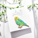 Hand-painted Budgie Bird Brooch