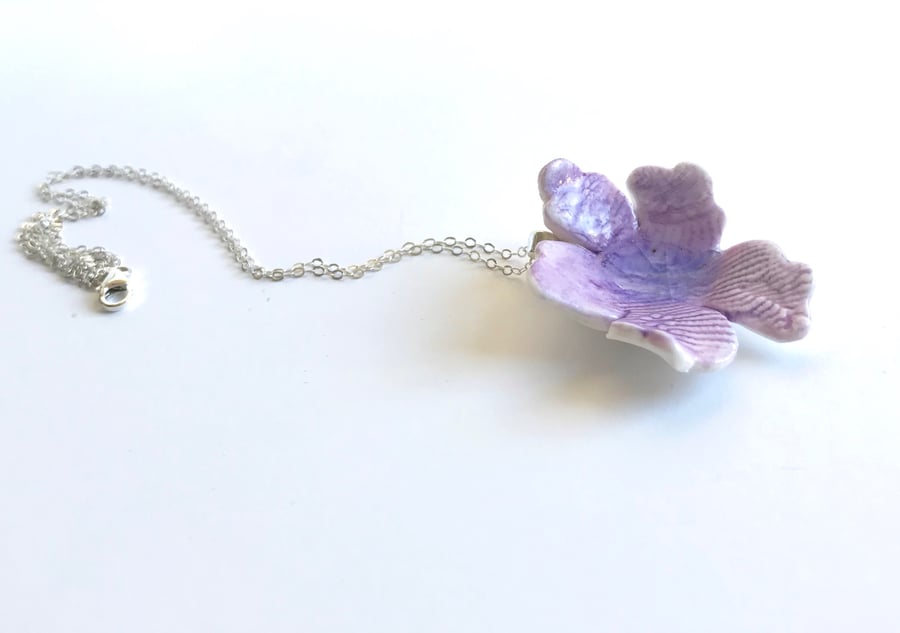 Violet Porcelain Flower Necklace