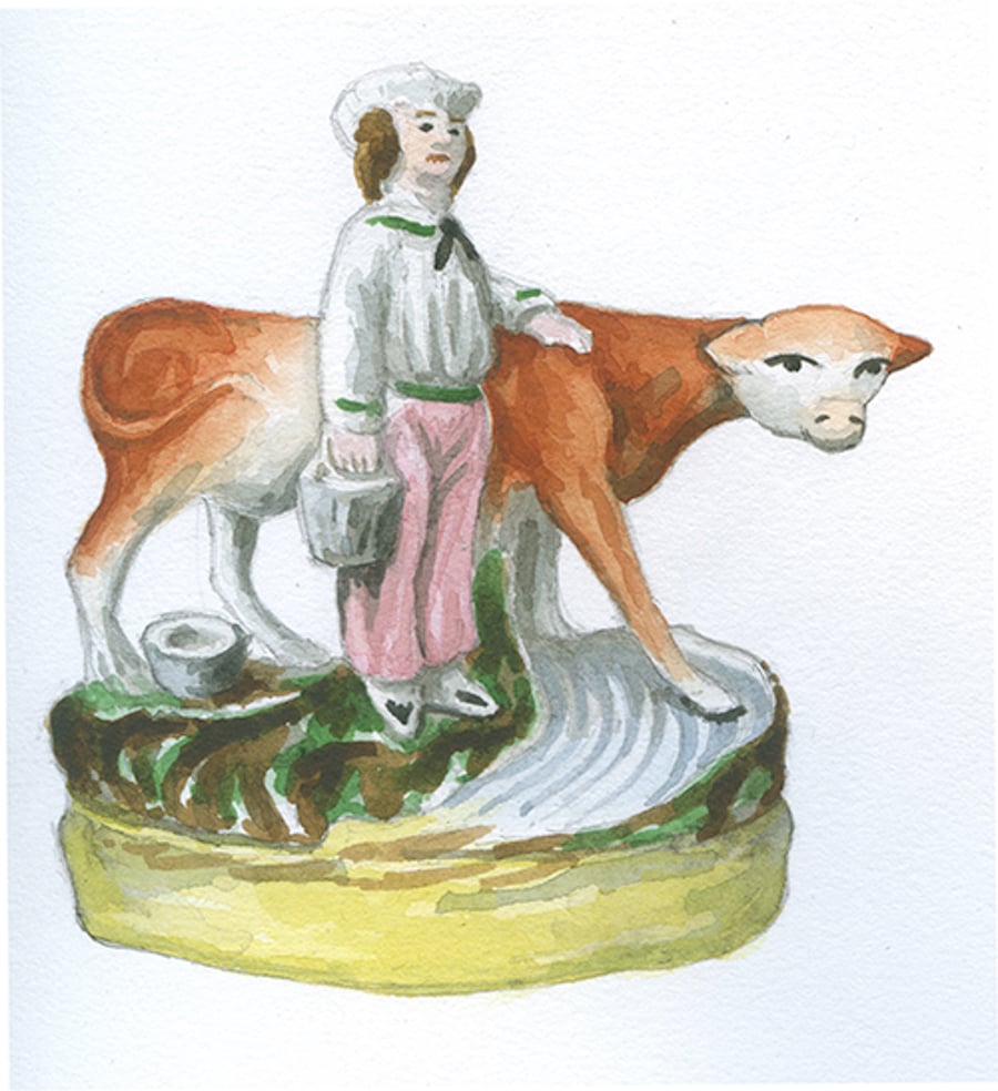 Staffordshire Figure - Boy with cow