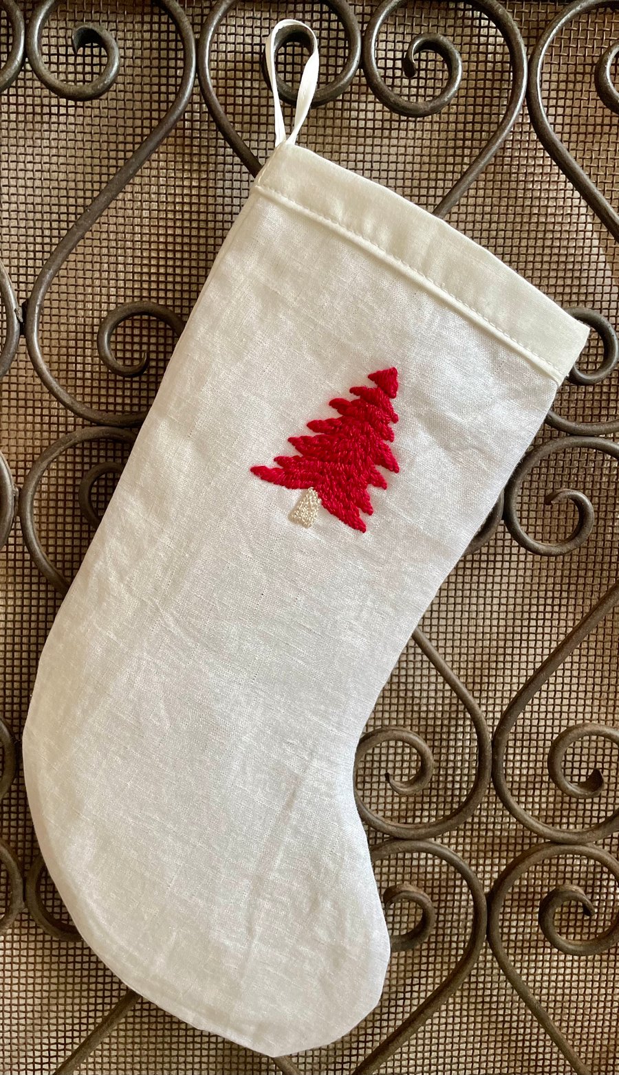 Hand Embroidered Christmas Stocking