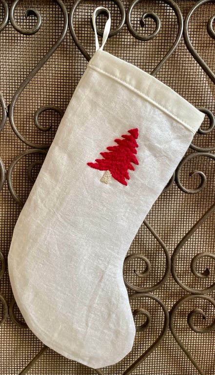 Hand Embroidered Christmas Stocking