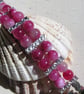 Pink & Watermelon Tourmaline Gemstone Crystal Beaded Bracelet - Image 5