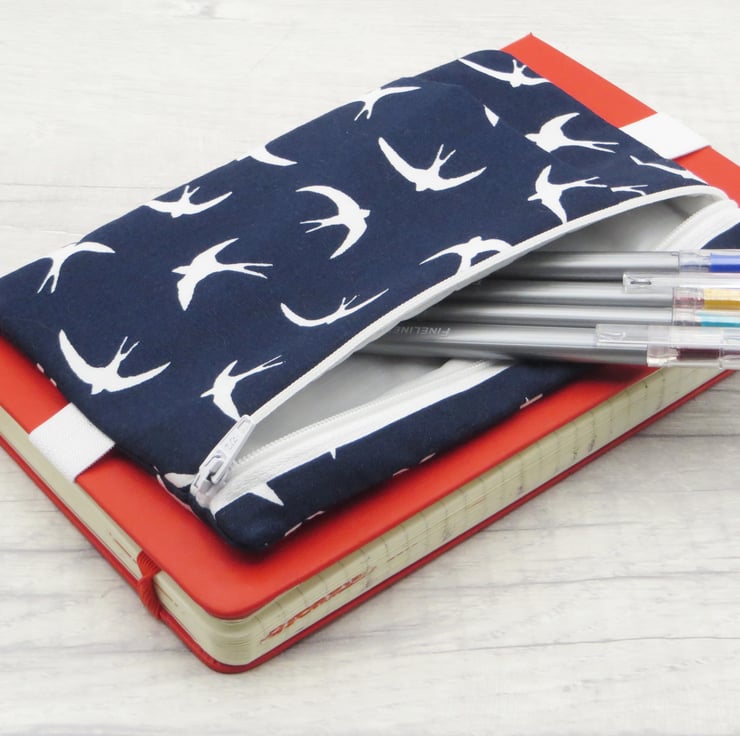 Zipped pouch with elastic band for bullet journ... Folksy