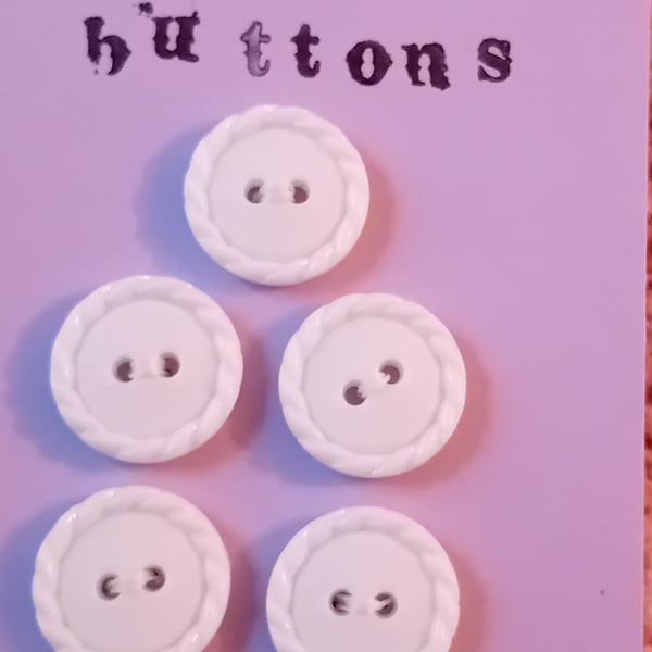 Set of Seven White Swirl Buttons