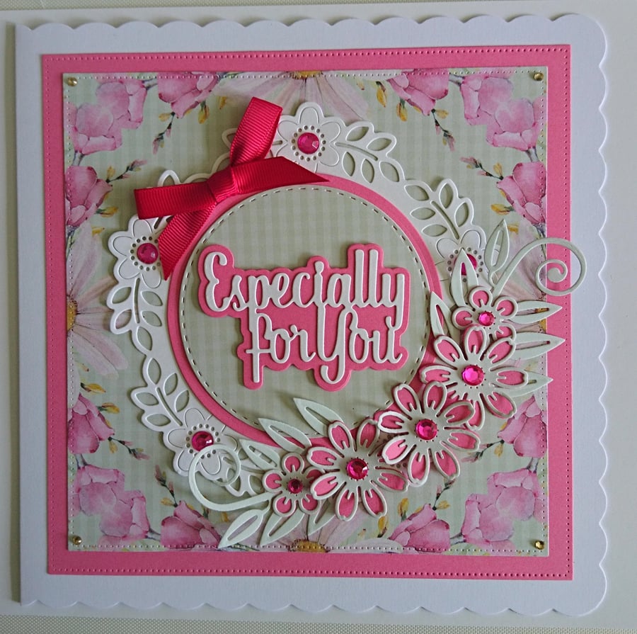 Birthday Card Any Occasion Especially For You White Pink Flowers Daisy Floral