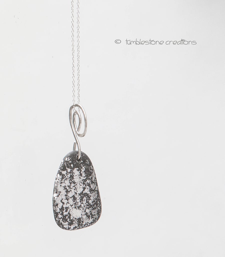 Welsh Beach Stone Real Silver Speckled Pendant