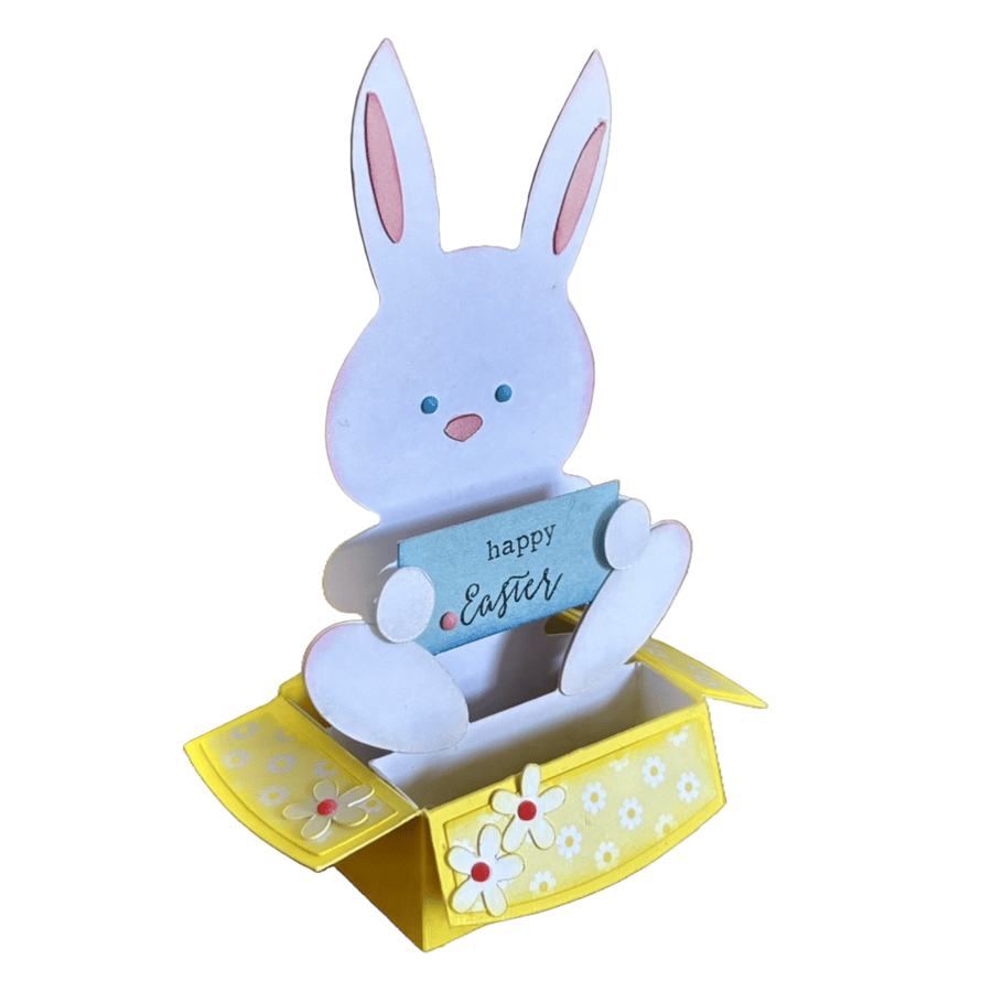 3D Easter Bunny Pop Up Box Card, Happy Easter Greeting, Handcrafted Bunny Card