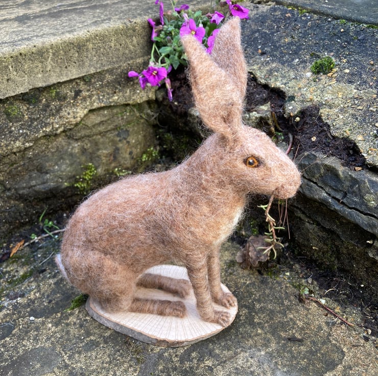 Brown hare model, needle felted woollen sculpture - Folksy
