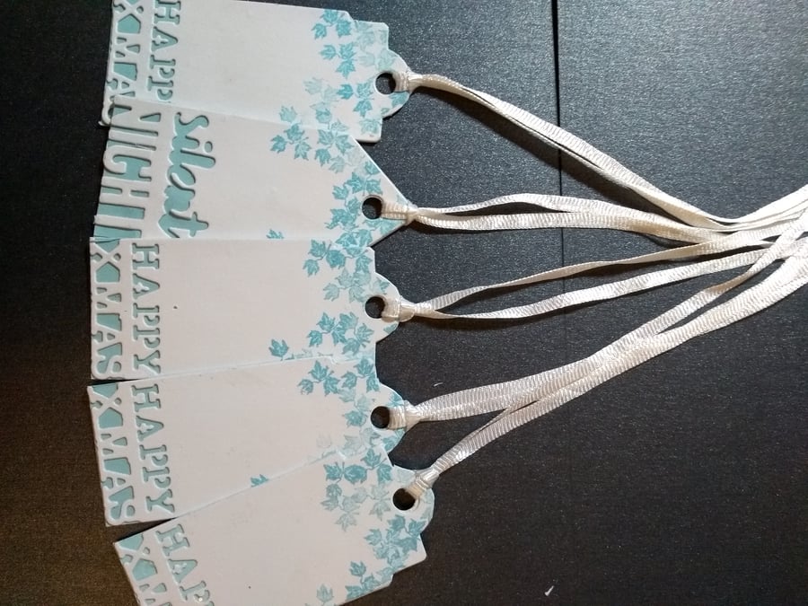 Ice blue Christmas pack of 5 gift tags