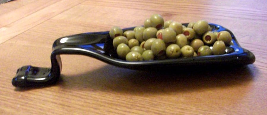 Recycled champagne bottle dish