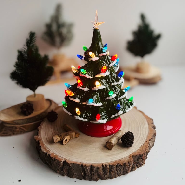Vintage Style Ceramic Light Up Christmas Tree