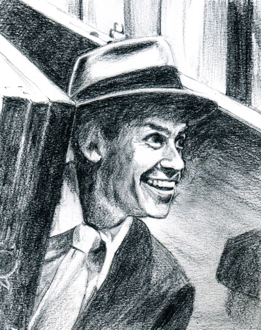 Frank Sinatra. Original pencil drawing, signed by the artist.