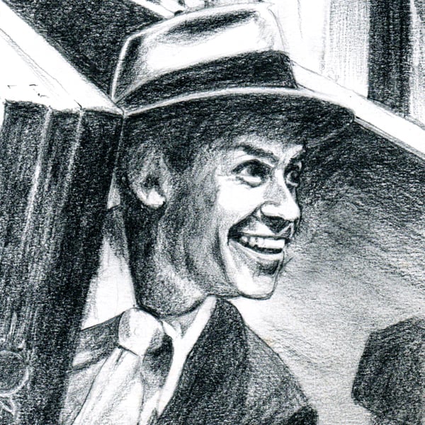 Frank Sinatra. Original pencil drawing, signed by the artist.