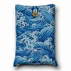 Japanese Cotton Book Sleeve - Silver & Blue Ombre Wave Pattern