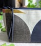 Oilcloth Make-up Bag. Geometric Print Cosmetics or Toiletries Pouch - Navy - Image 4