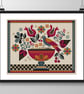 325 - Fraktur Cross Stitch Pattern: Tulips, Distelfink primitive sampler (PDF) - Image 3